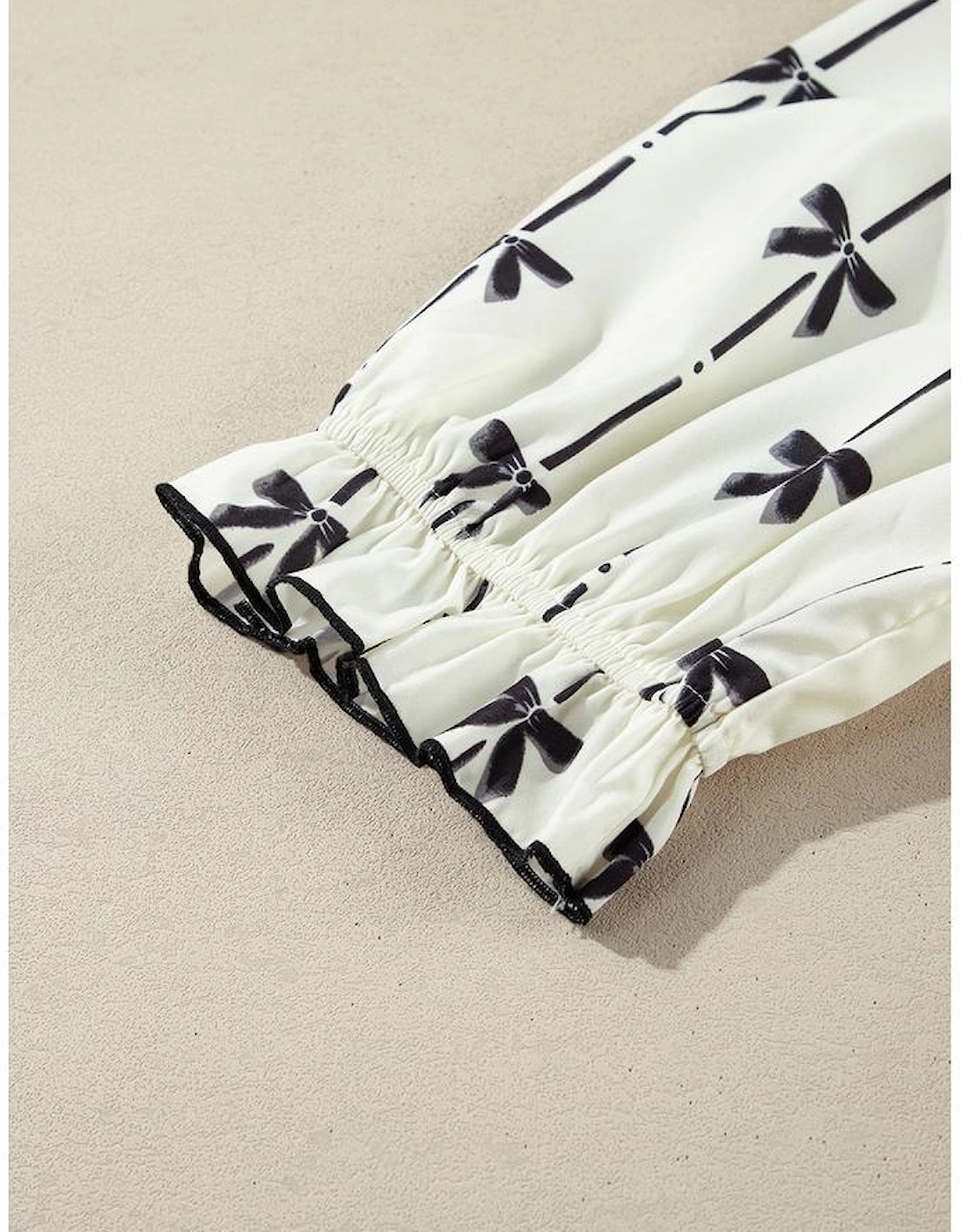 Apricot Bow Printed Puff Sleeve Ruffled Plus Size Mini Dress