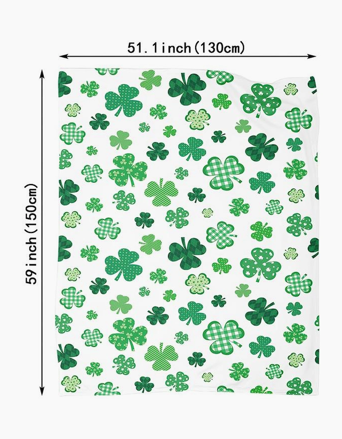 Azura Exchange White St. Patrick Clover Print Nap Blanket 130*150cm