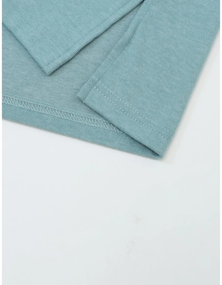 Green Colorblock Striped Bishop Sleeve Top