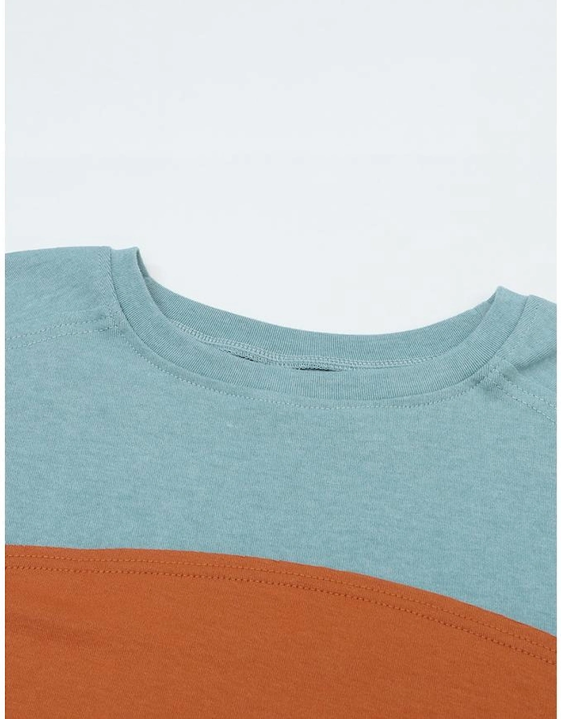 Green Colorblock Striped Bishop Sleeve Top