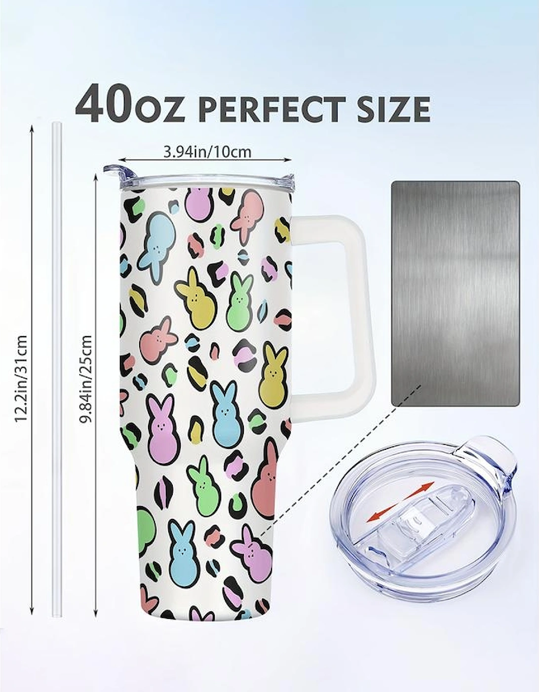 White Easter Bunny Thermal Cup 40oz