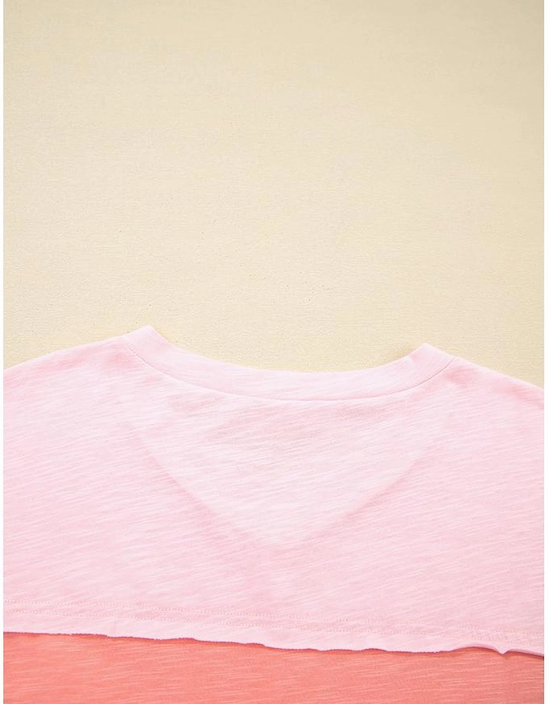 Pink Flower Patched Exposed Seam Bracelet Sleeve Oversized T Shirt