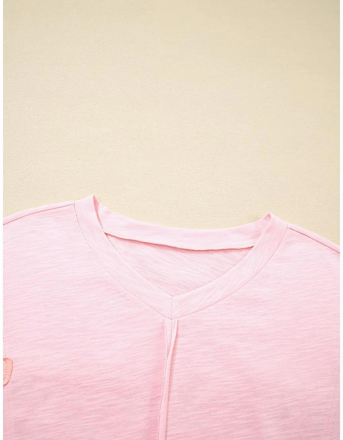 Pink Flower Patched Exposed Seam Bracelet Sleeve Oversized T Shirt