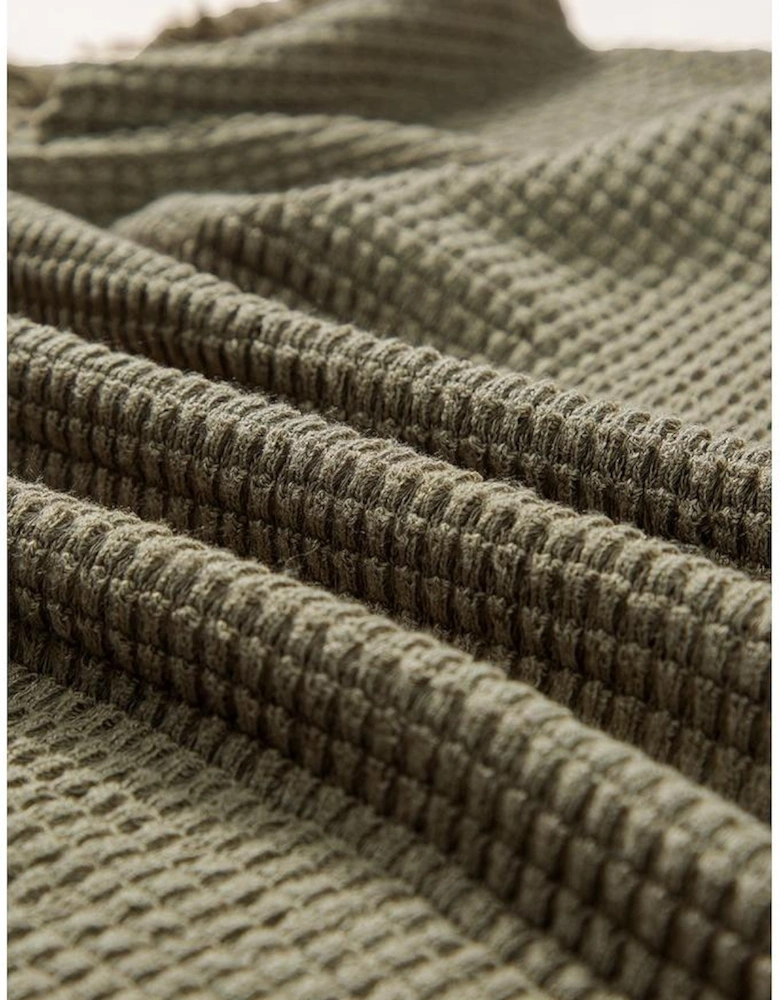 Laurel Green Fringe Trim Textured Short Two Piece Set