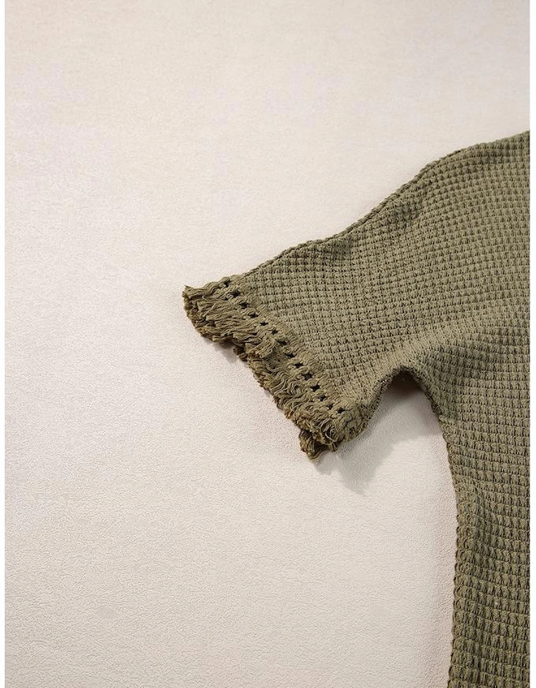 Laurel Green Fringe Trim Textured Short Two Piece Set