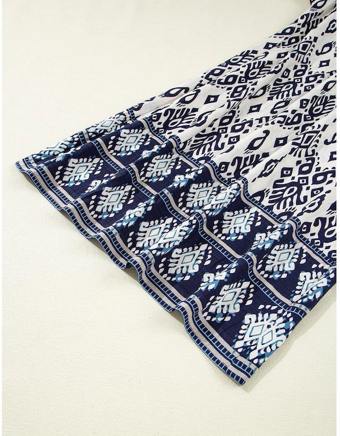 Blue Boho Pattern Print High Waist Wide Leg Loose Pants