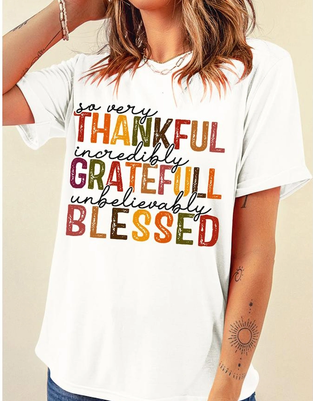 White Thanksgiving Slogan Print Crew Neck T Shirt