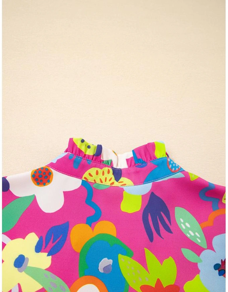 Rose Flower Bomb V Neck Blouse