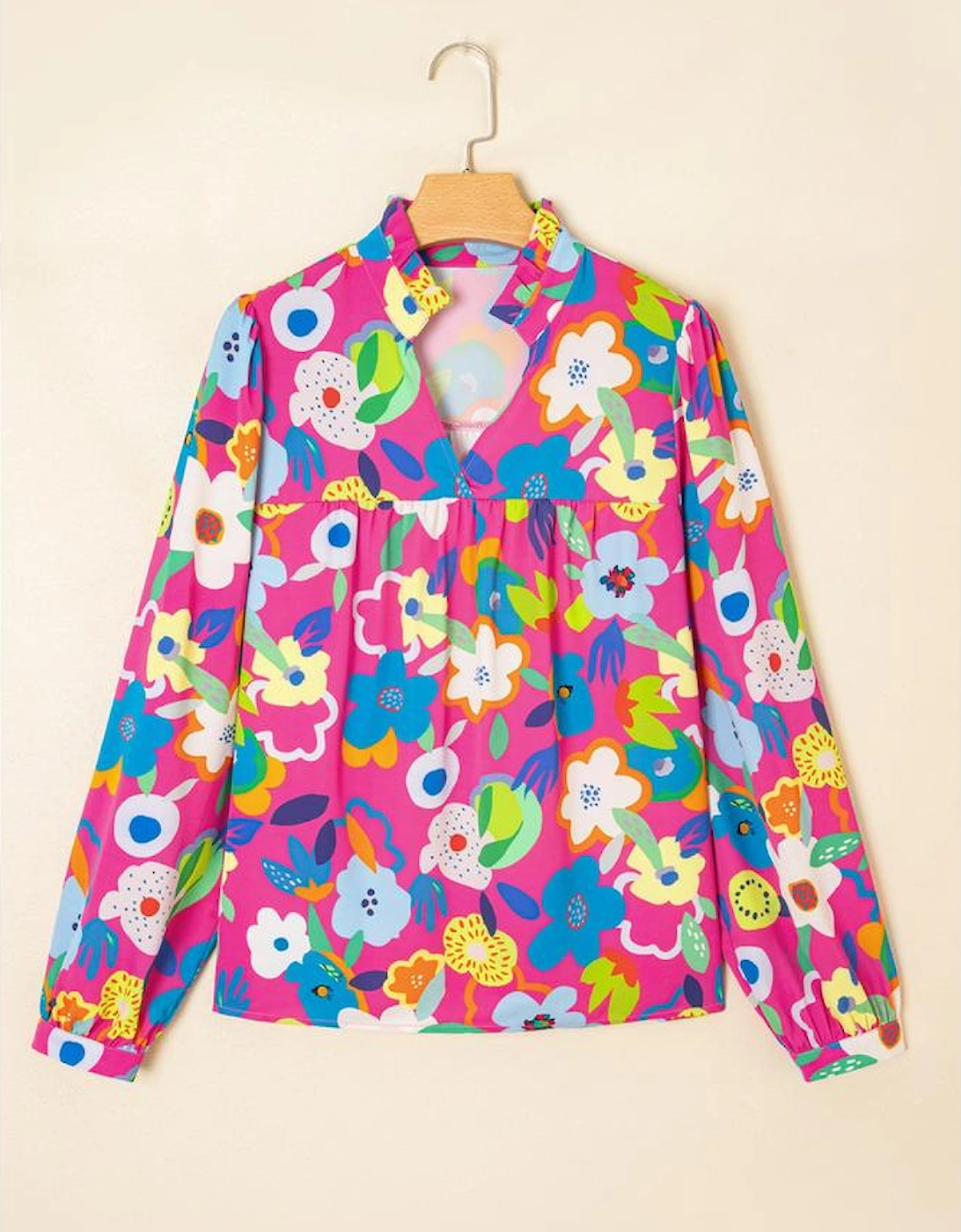 Rose Flower Bomb V Neck Blouse