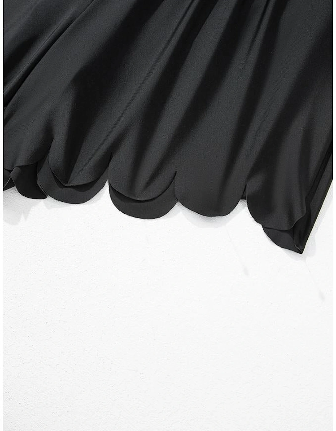 Black Scalloped Trim Beach Shorts