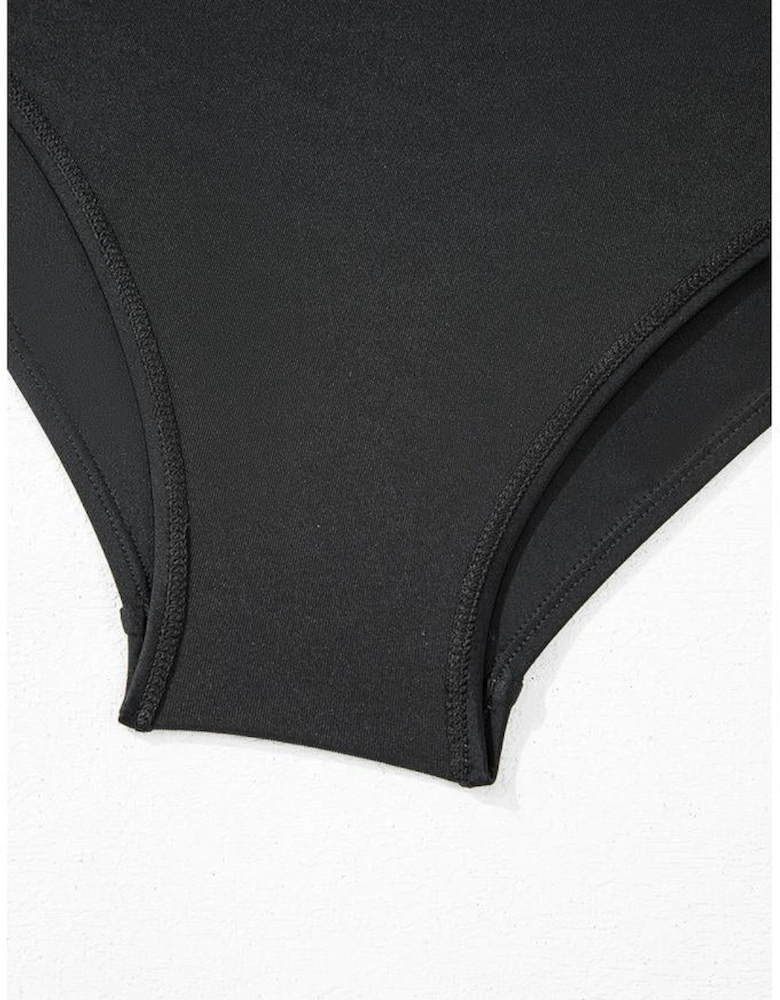 Black Scalloped Trim Beach Shorts