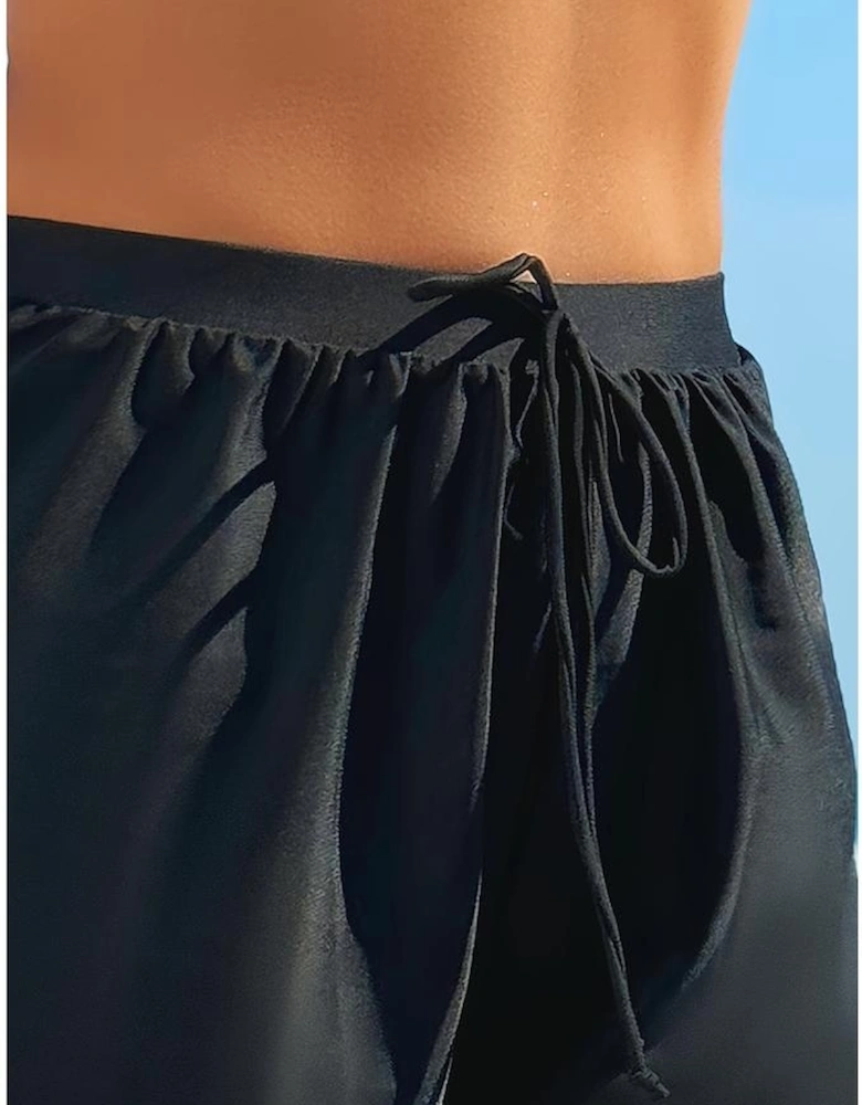 Black Scalloped Trim Beach Shorts