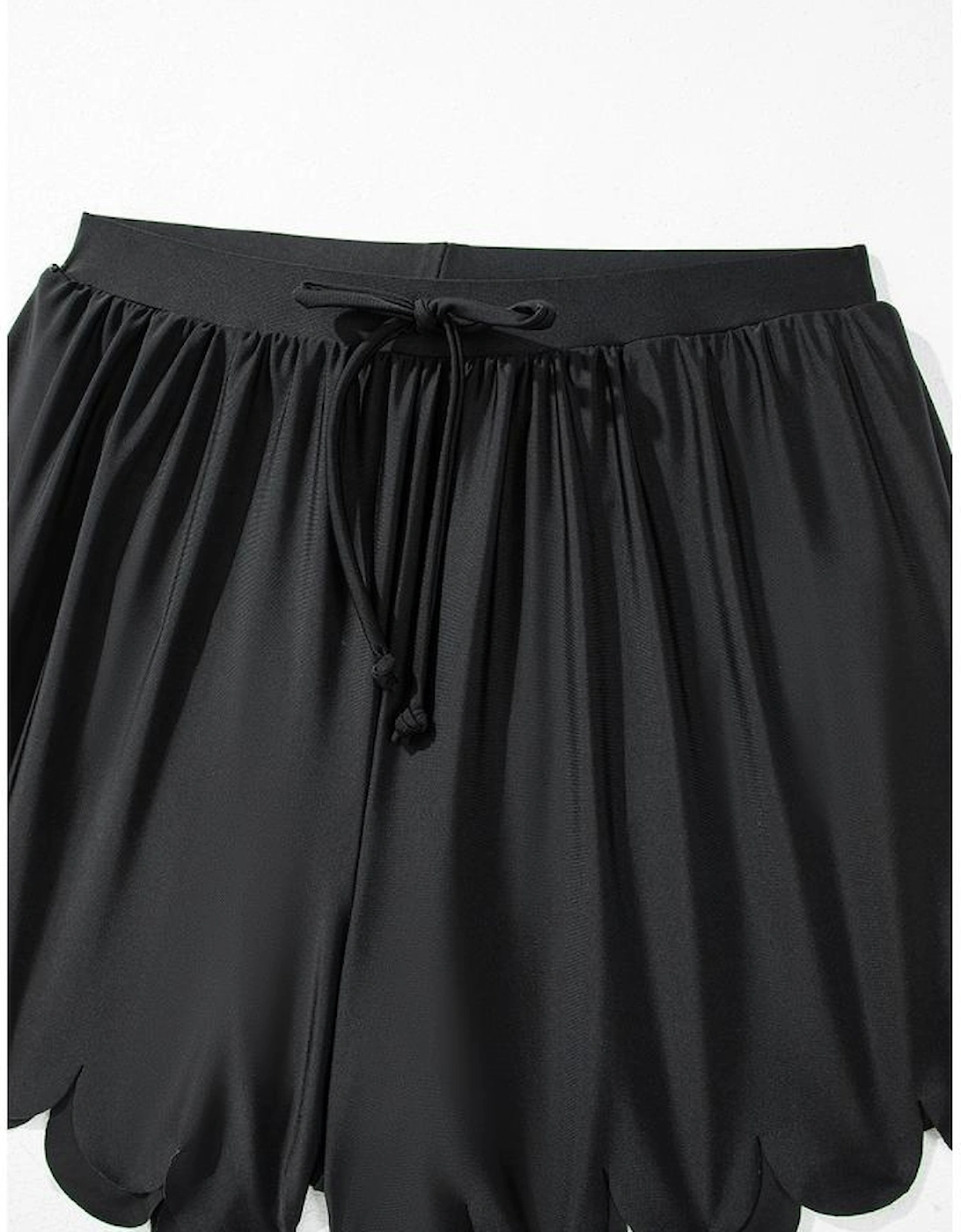 Black Scalloped Trim Beach Shorts