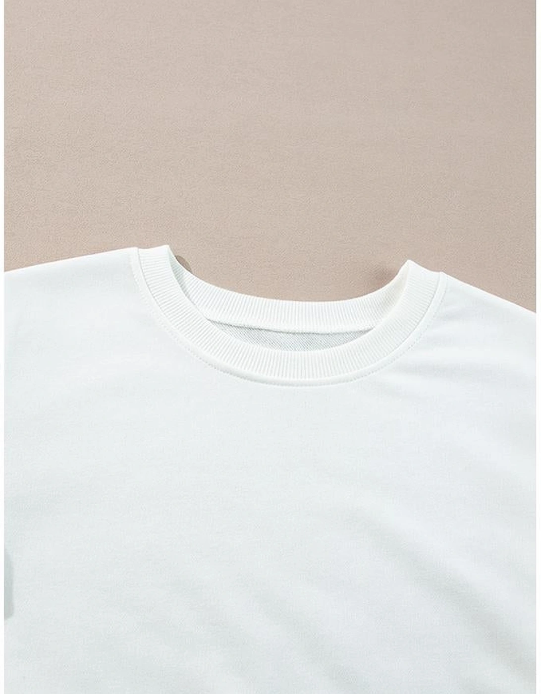 White French Terry Color Block Long Sleeve Top