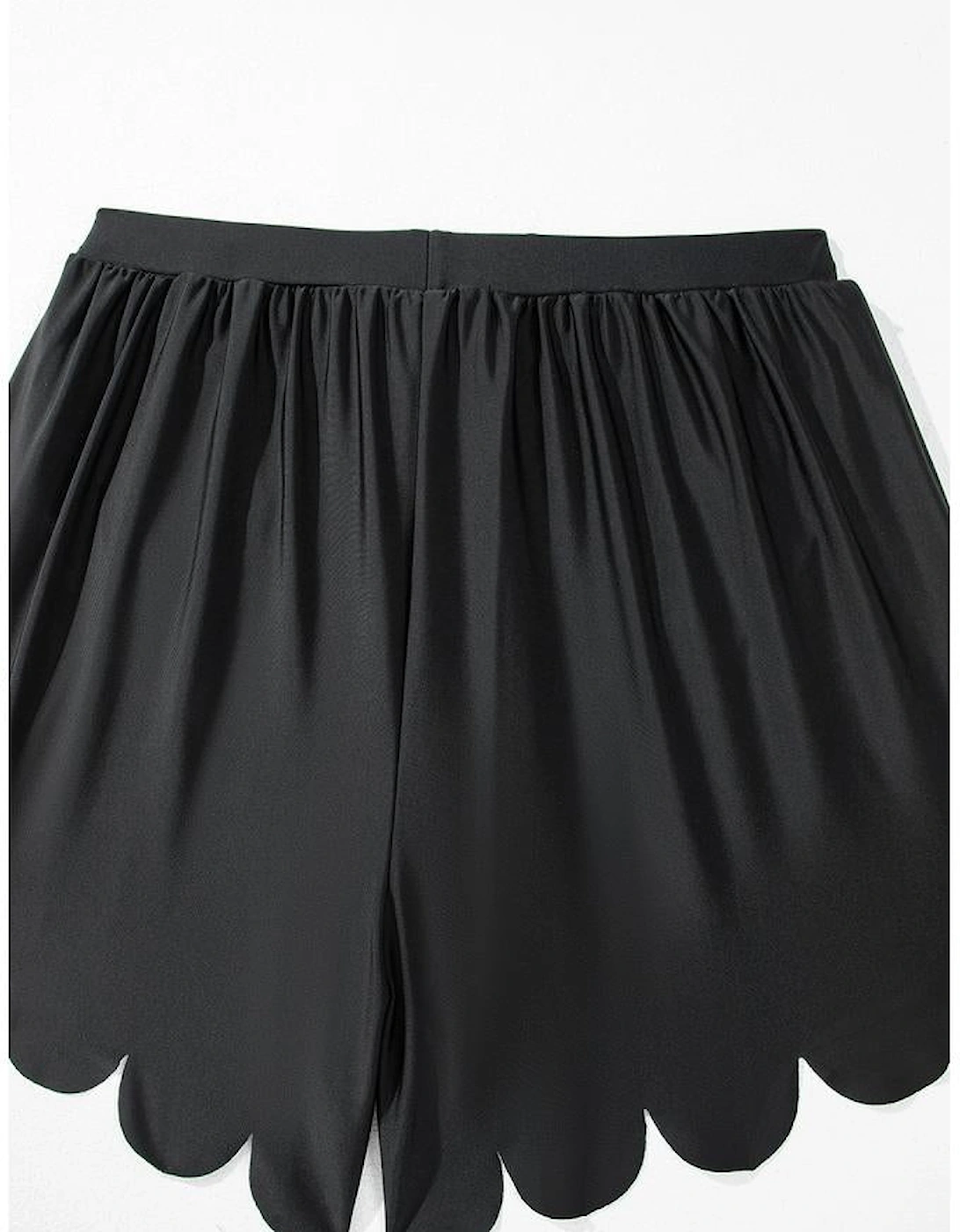 Black Scalloped Trim Beach Shorts