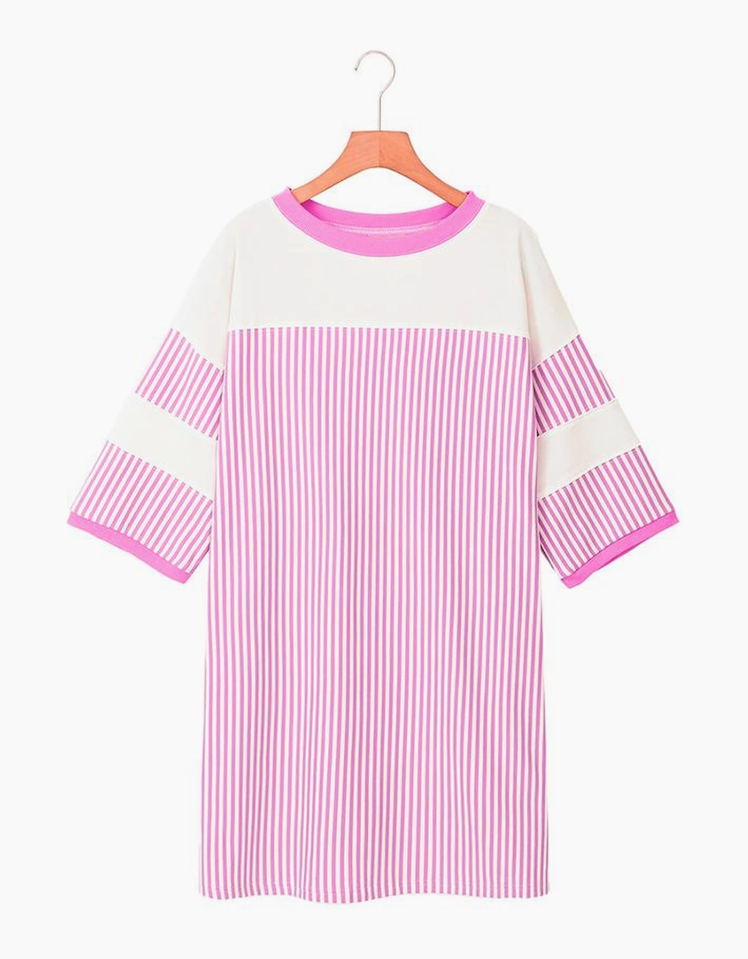 Phalaenopsis Striped Patchwork Three Quarters Sleeve Loose Mini Dress