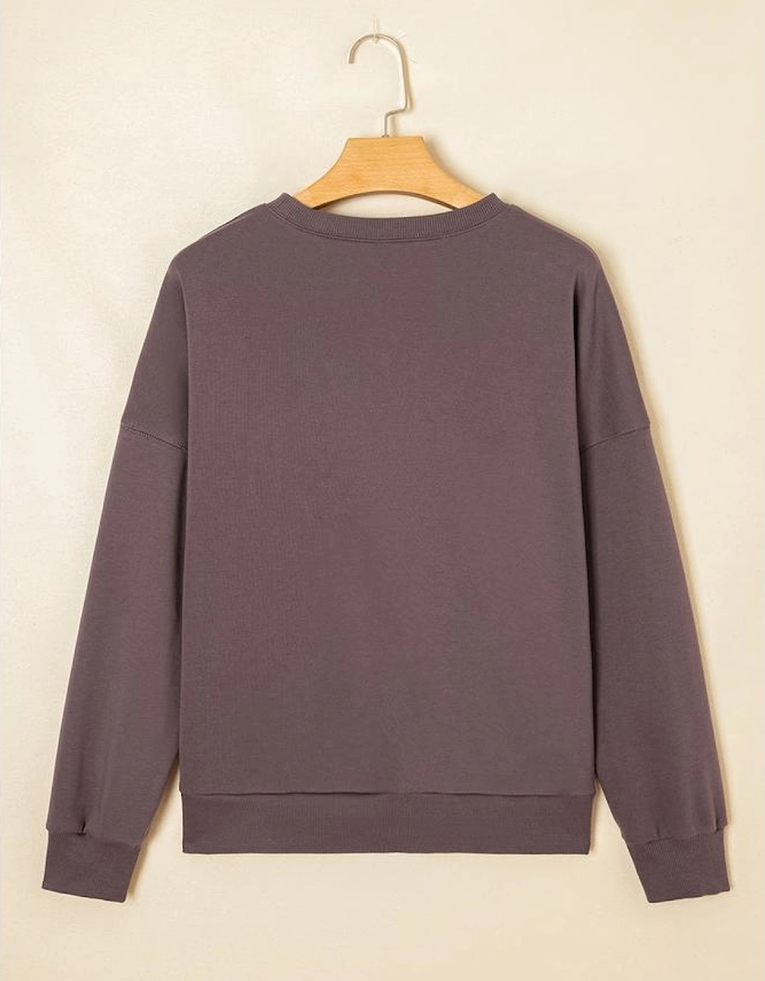 Dark Khaki Contrast Terry Bow Pattern Drop Shoulder Sweatshirt