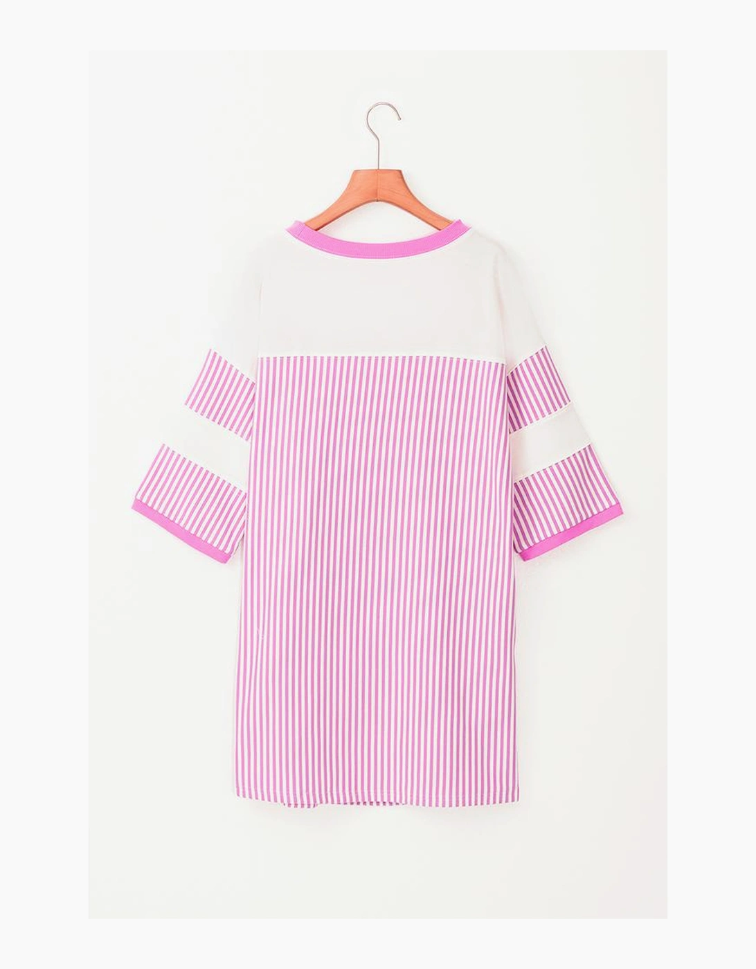 Phalaenopsis Striped Patchwork Three Quarters Sleeve Loose Mini Dress
