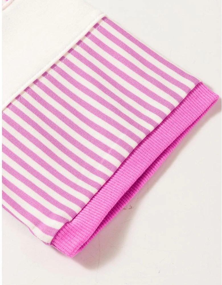 Phalaenopsis Striped Patchwork Three Quarters Sleeve Loose Mini Dress