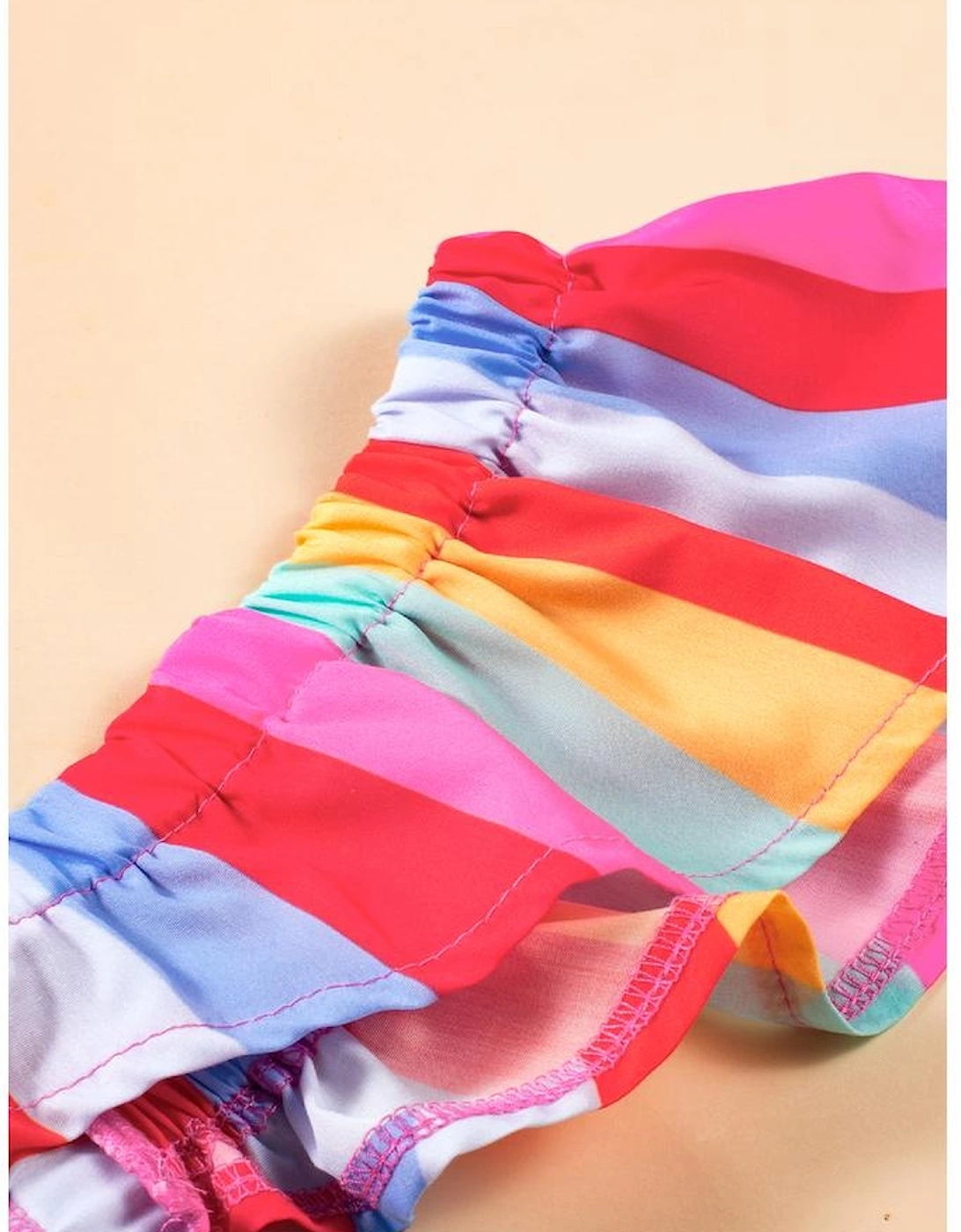 Red Stripe Ruffled Straps Babydoll Tank Top