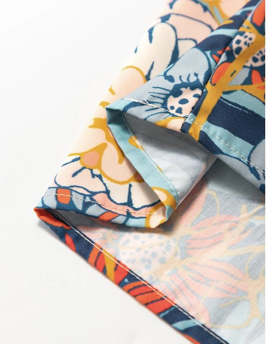 Multicolour Boho Floral Print Crochet Patchwork V Neck Loose Mini Dress