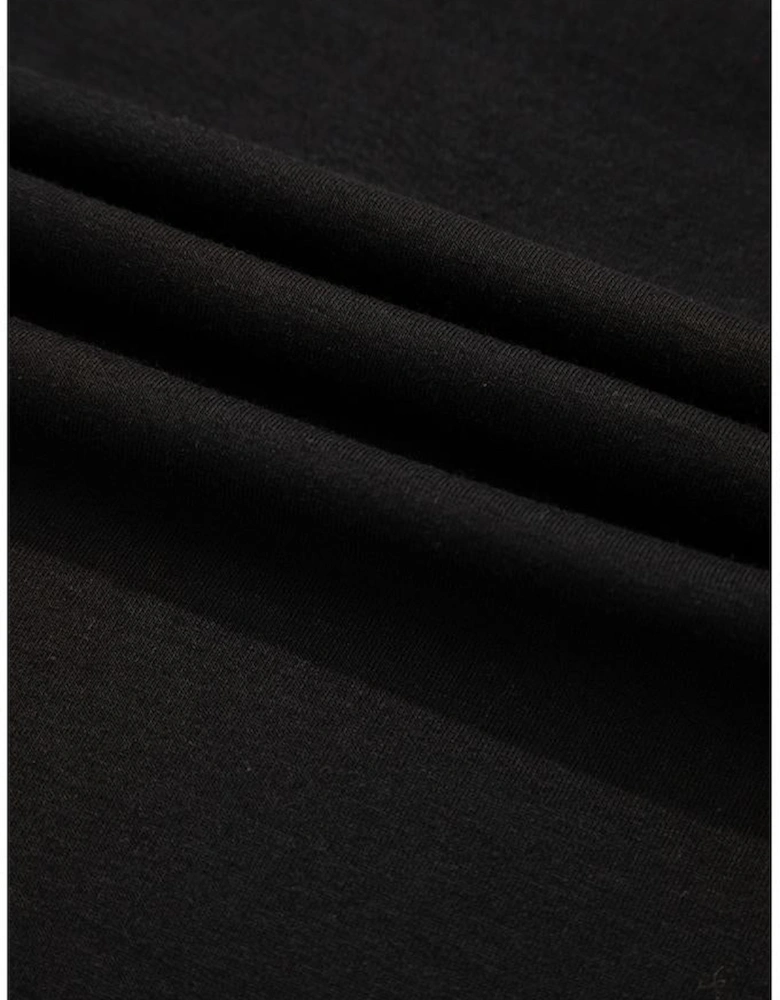 Black Checkerboard Peace Sign Printed Round Neck T Shirt