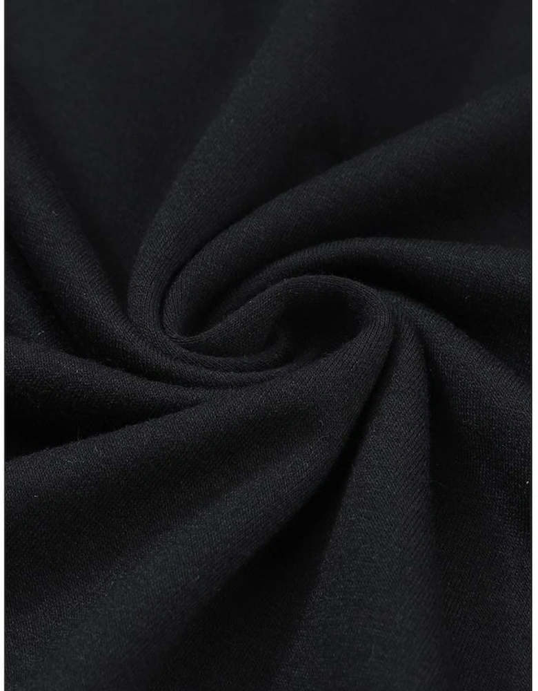 Black Asymmetrical Cut Out Buttoned Long Sleeve Top