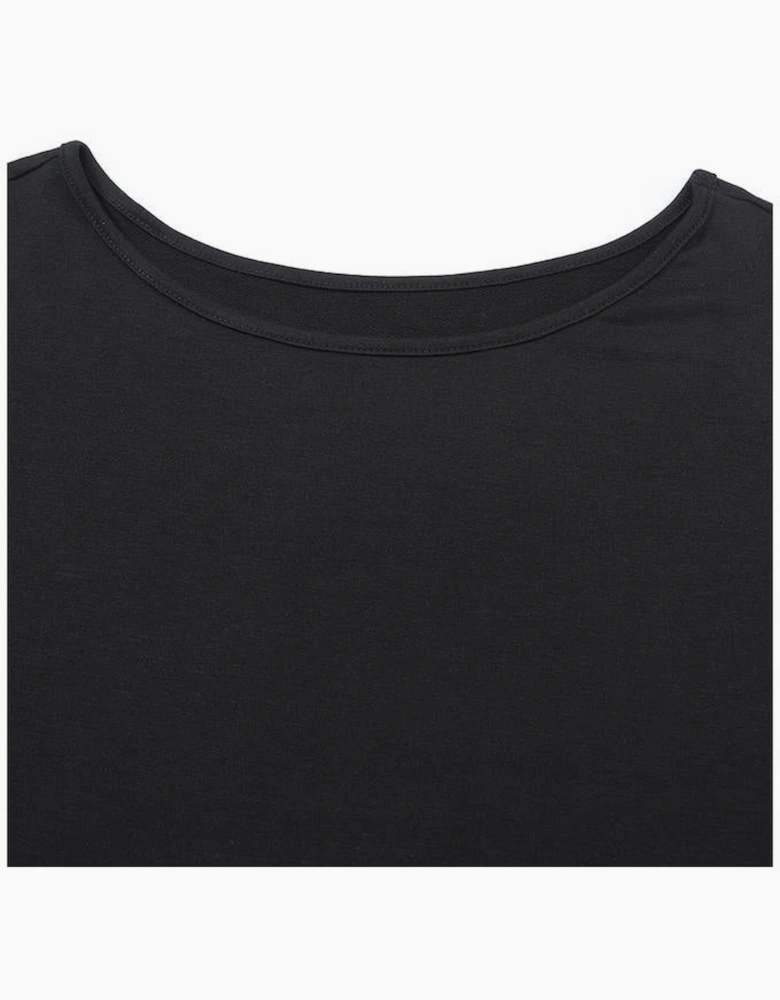 Black Asymmetrical Cut Out Buttoned Long Sleeve Top