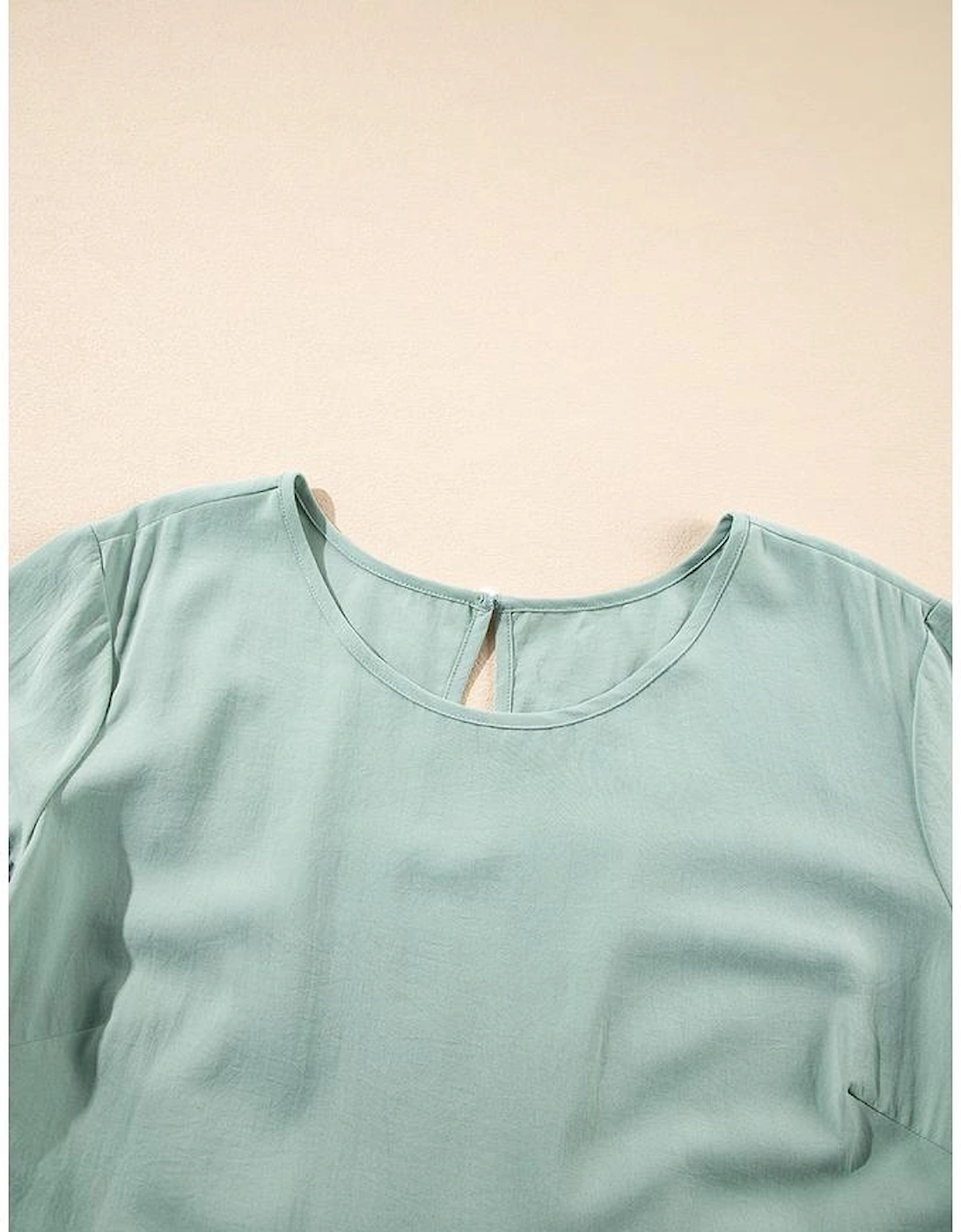 Grass Green Ruffle Trim Short Sleeve Plus Size Flared Mini Dress