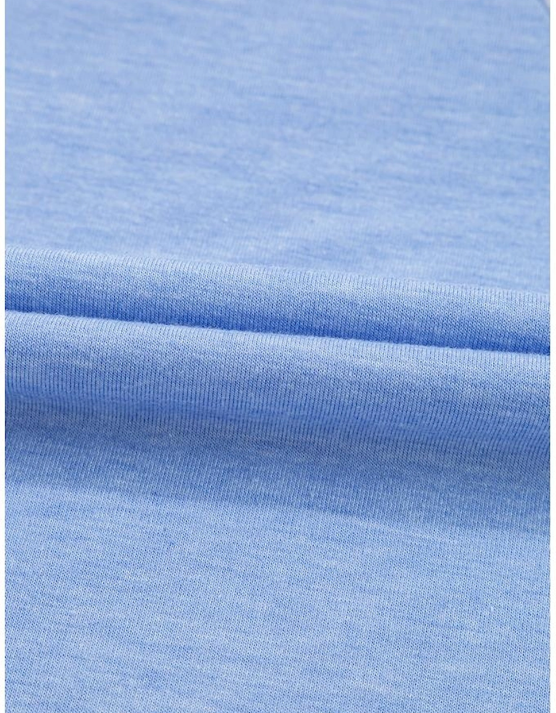 Sky Blue Leopard Print Patch Colorblock Plus Size T Shirt