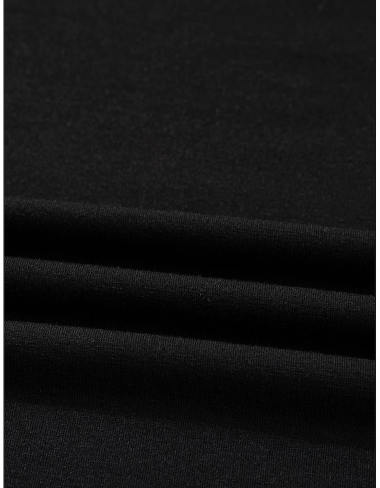 Black Bow Knot Patchwork Crewneck Plus Size Blouse