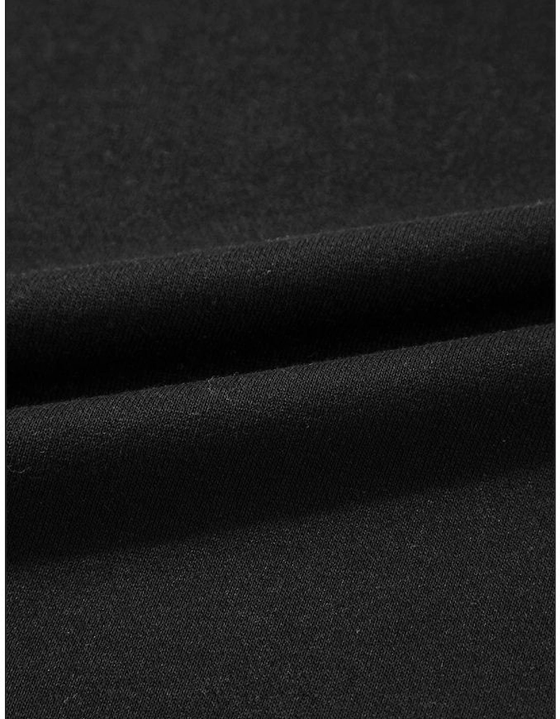 Black Exposed Seam Drop Shoulder Round Neck Sweatshirt with Slits