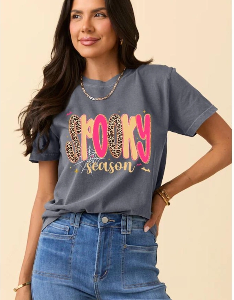 Gray Spooky Season Playful Halloween Graphic T Shirt