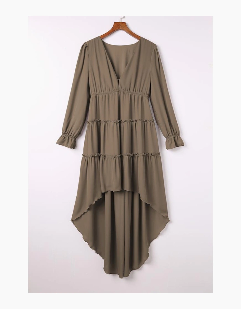 Azura Exchange Tiered Ruffled High Low Long Sleeve Dress