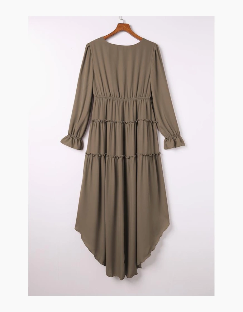 Azura Exchange Tiered Ruffled High Low Long Sleeve Dress