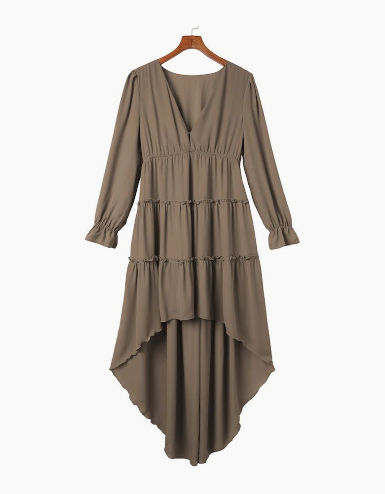 Azura Exchange Tiered Ruffled High Low Long Sleeve Dress