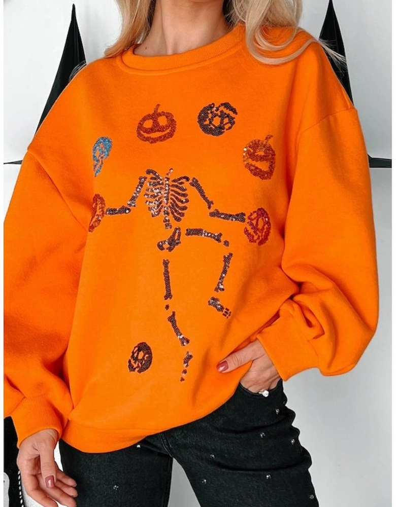Carrot Dancing Critters Sequin Halloween Crewneck Sweatshirt