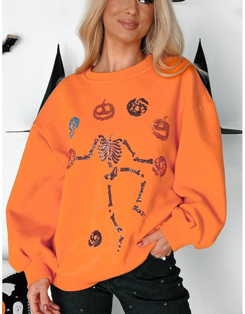 Carrot Dancing Critters Sequin Halloween Crewneck Sweatshirt