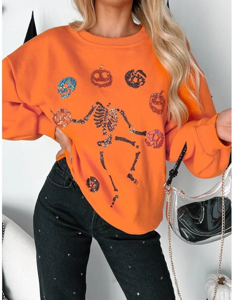 Carrot Dancing Critters Sequin Halloween Crewneck Sweatshirt