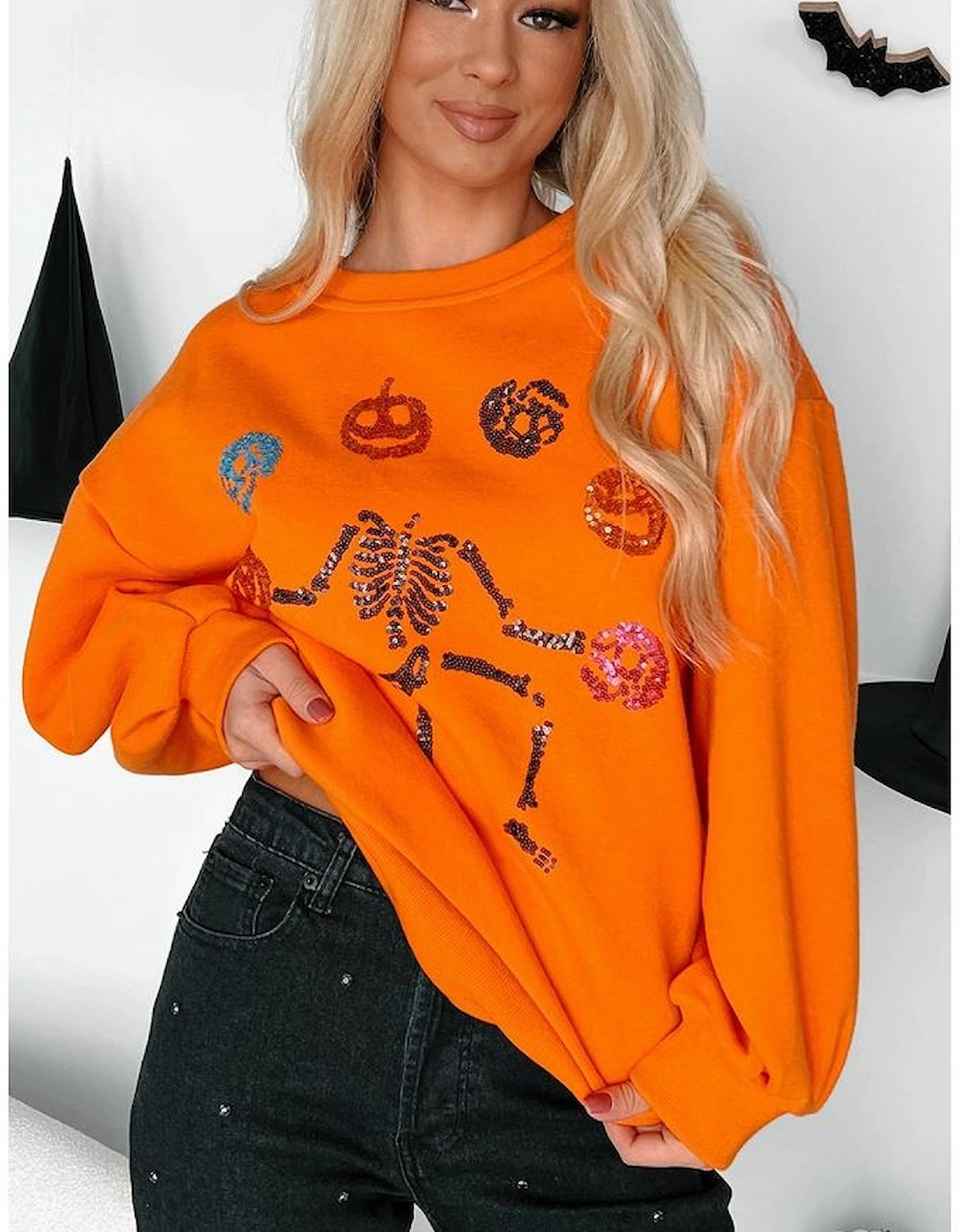 Carrot Dancing Critters Sequin Halloween Crewneck Sweatshirt