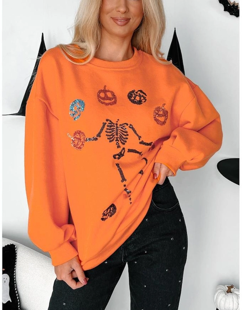 Carrot Dancing Critters Sequin Halloween Crewneck Sweatshirt