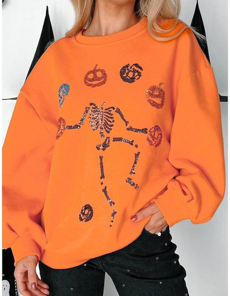 Carrot Dancing Critters Sequin Halloween Crewneck Sweatshirt