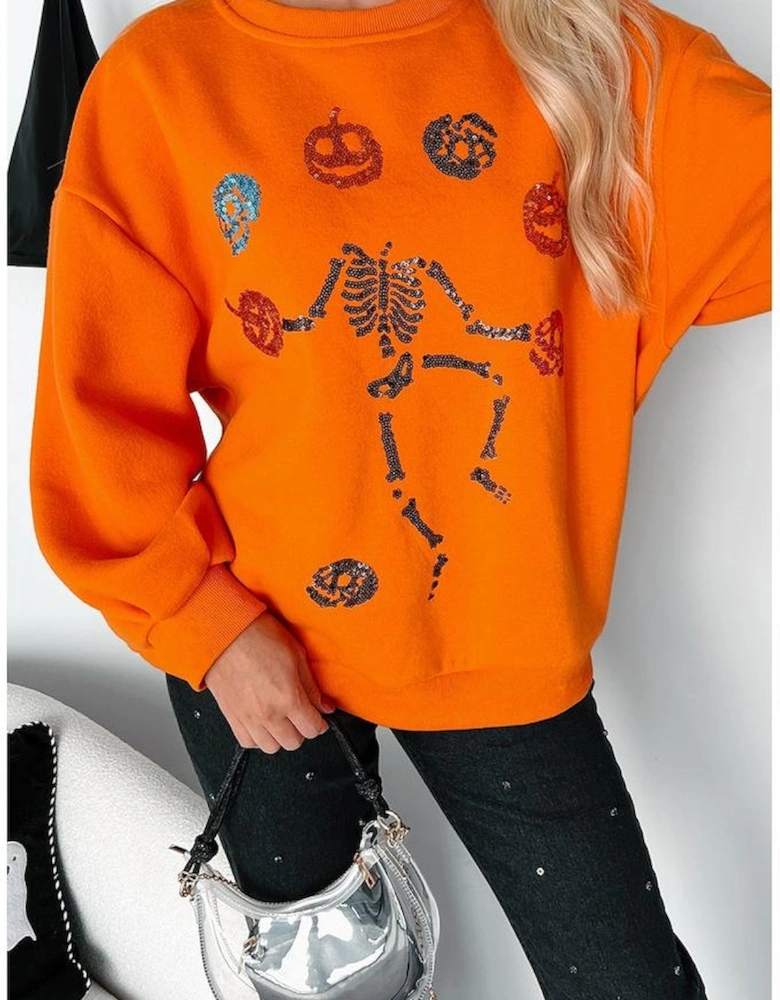 Carrot Dancing Critters Sequin Halloween Crewneck Sweatshirt