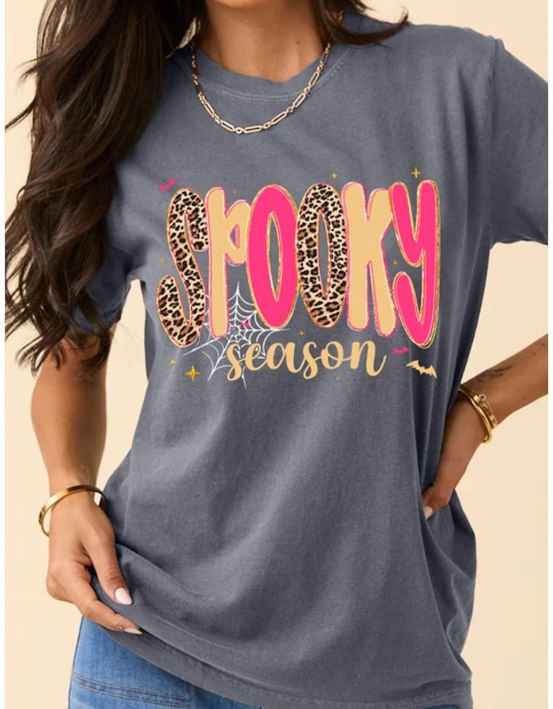 Gray Spooky Season Playful Halloween Graphic T Shirt