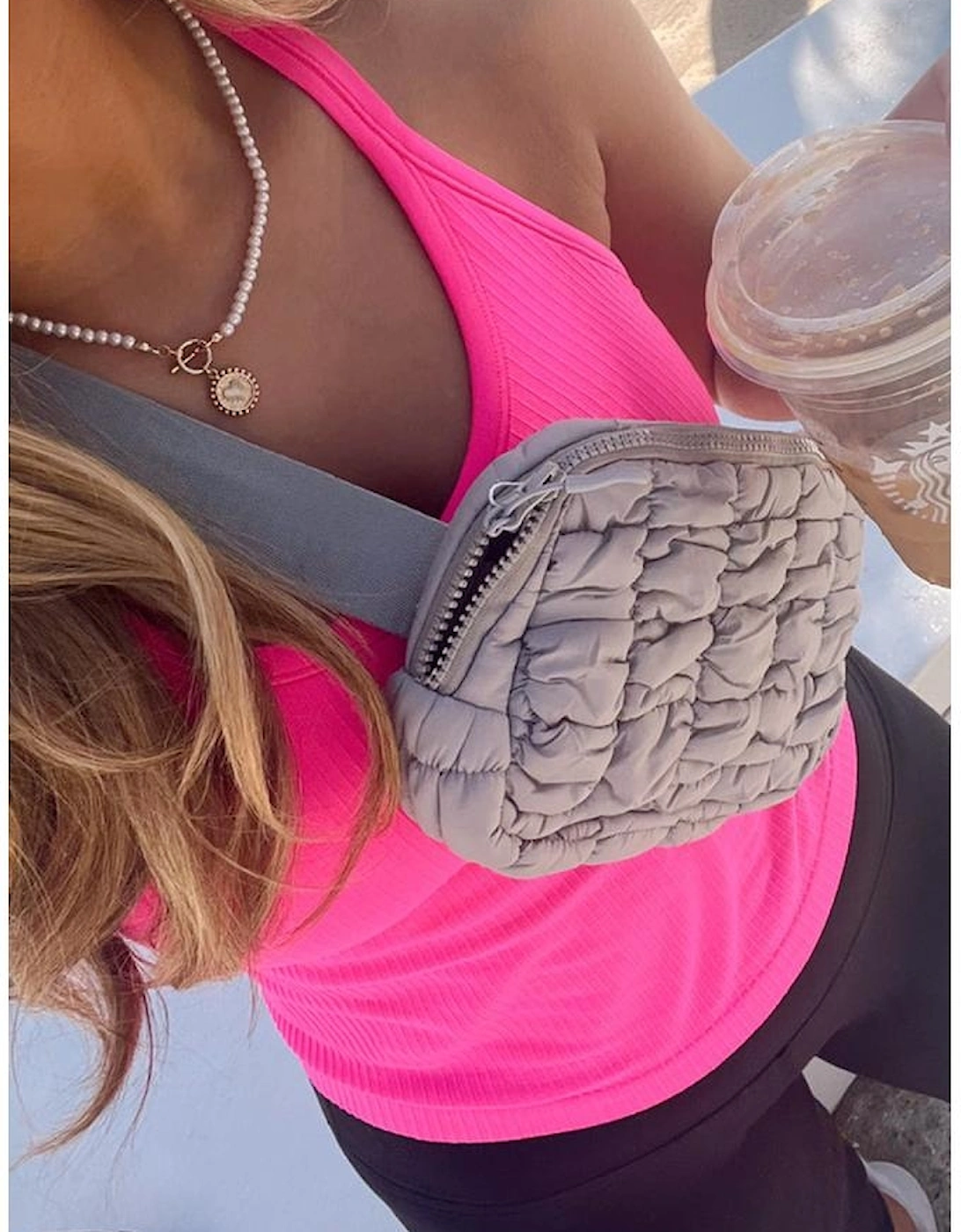 Gray Quilted Puffer Belt Bag Fanny Pack, 9 of 8