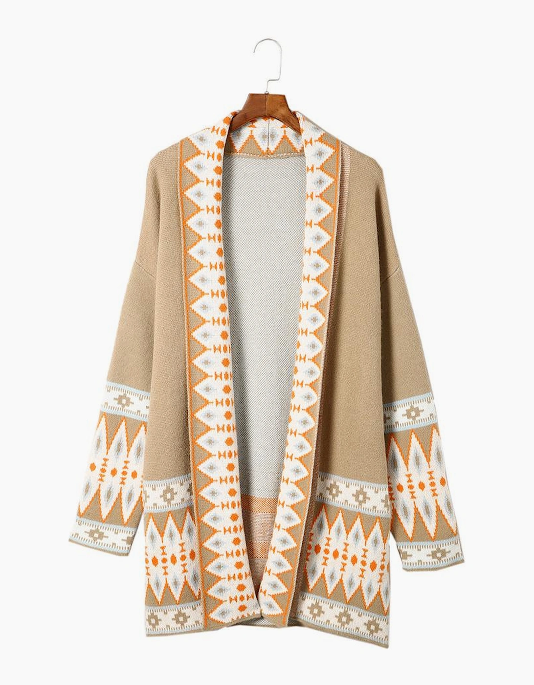 Azura Exchange Khaki Aztec Print Knitted Cardigan