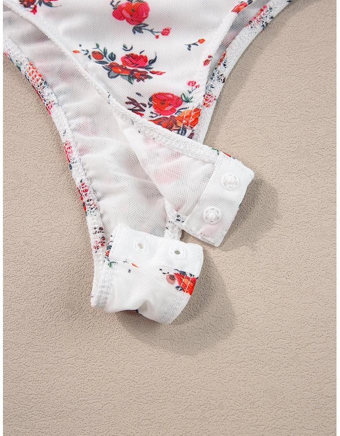 White Floral V Cut Frilled Trim Spaghetti Straps Bodysuit