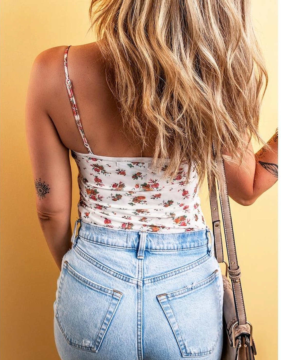 White Floral V Cut Frilled Trim Spaghetti Straps Bodysuit