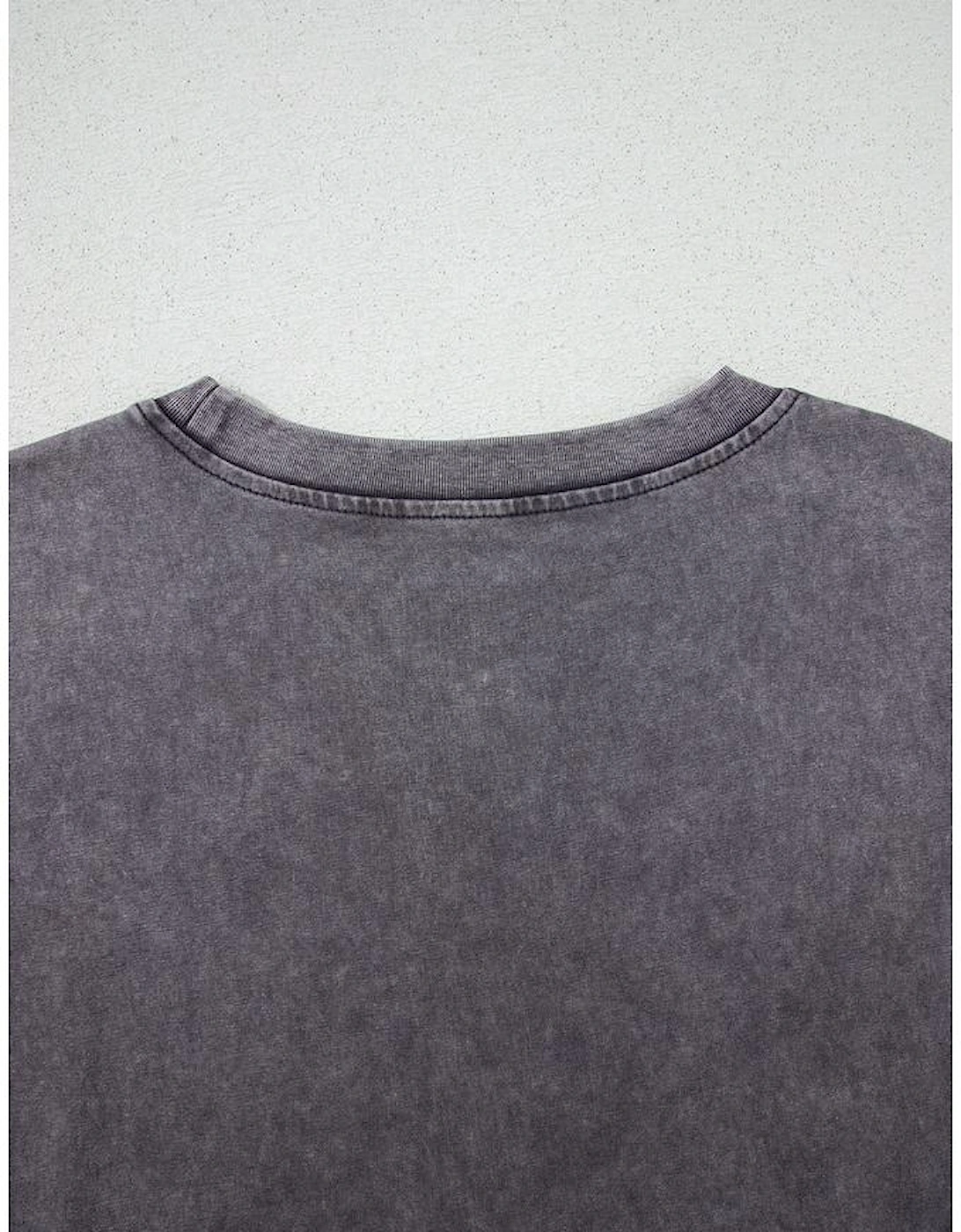 Medium Grey TEXAS Steer Head Graphic Mineral Wash Oversized T Shirt