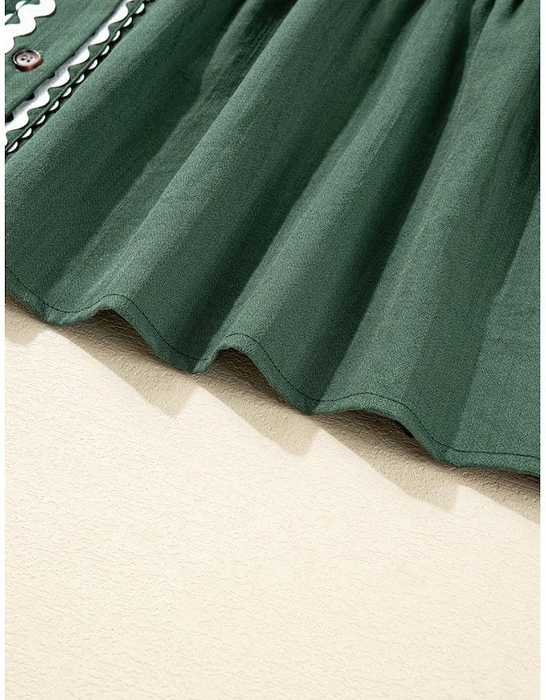 Canton Contrast Ricrac Trim Button V Neck Knotted Bracelet Sleeve Shift Dress